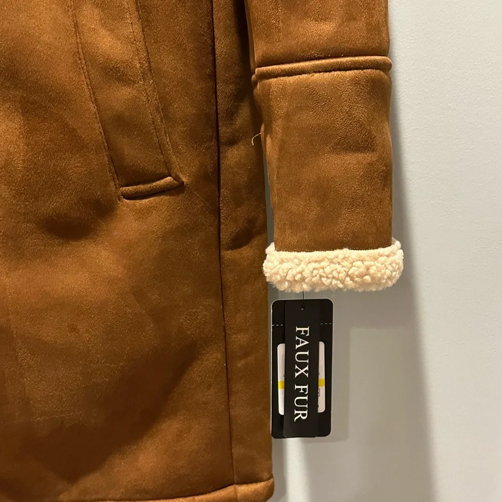 Guess Faux Fur Shearling Double Breasted Overcoat size Medium Mew with tags
